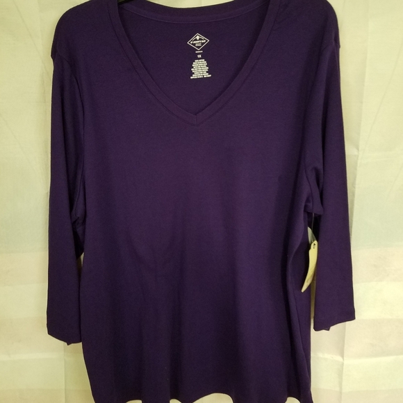 St John's Bay Woman 1X Purple Long Sleeve - Picture 1 of 4